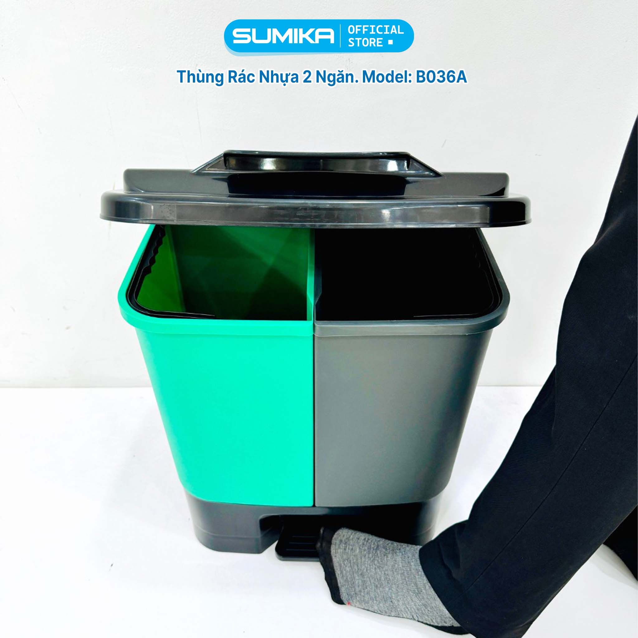 Thùng Rác Phân Loại 2 Ngăn SUMIKA B036A
