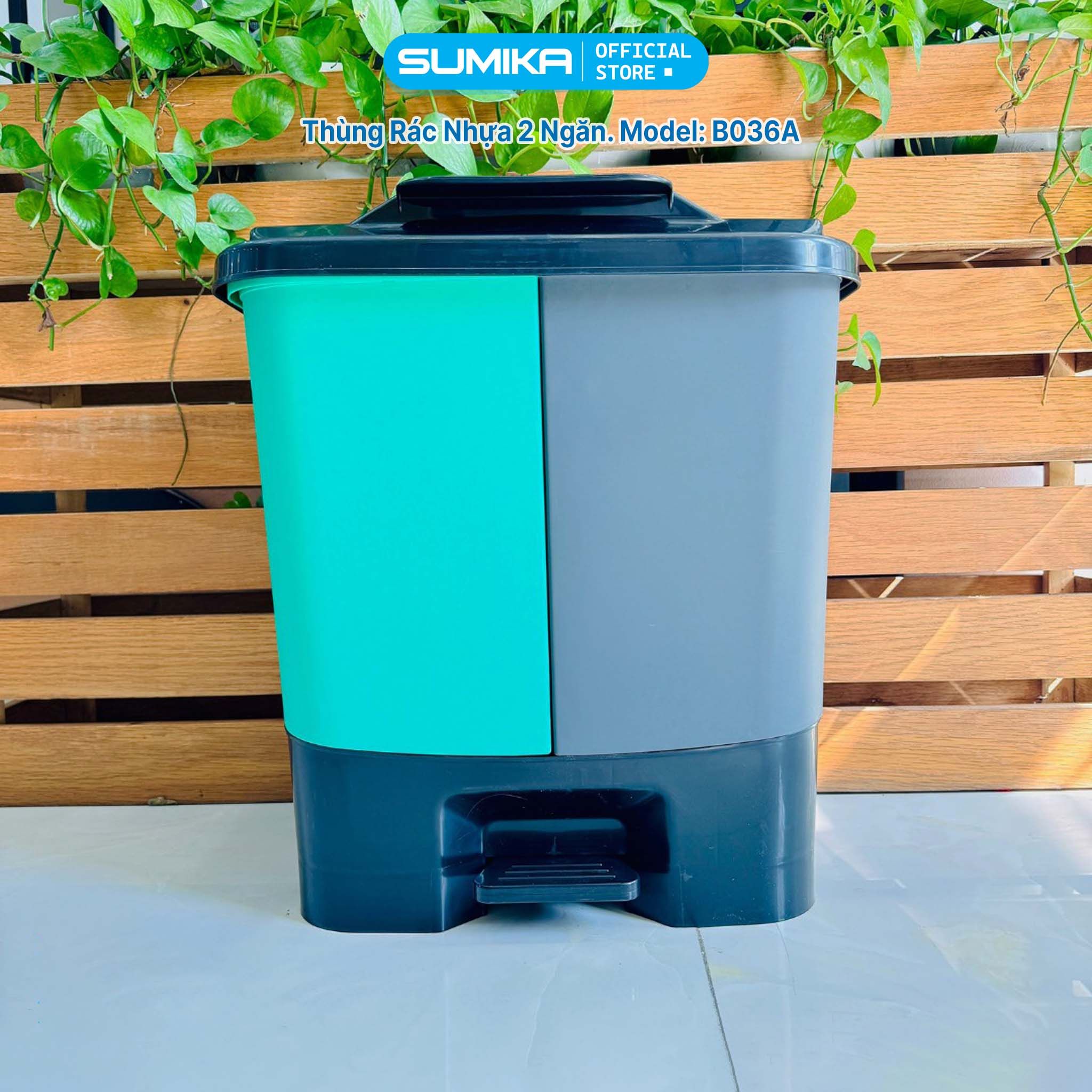 Thùng Rác Phân Loại 2 Ngăn SUMIKA B036A