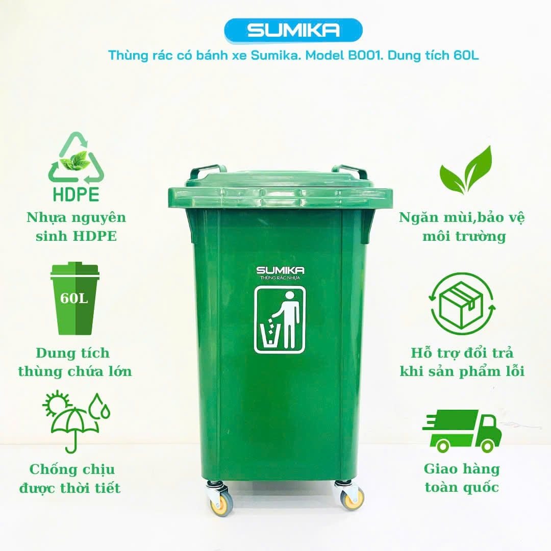 Thùng Rác Nhựa Gia Đình SUMIKA B001