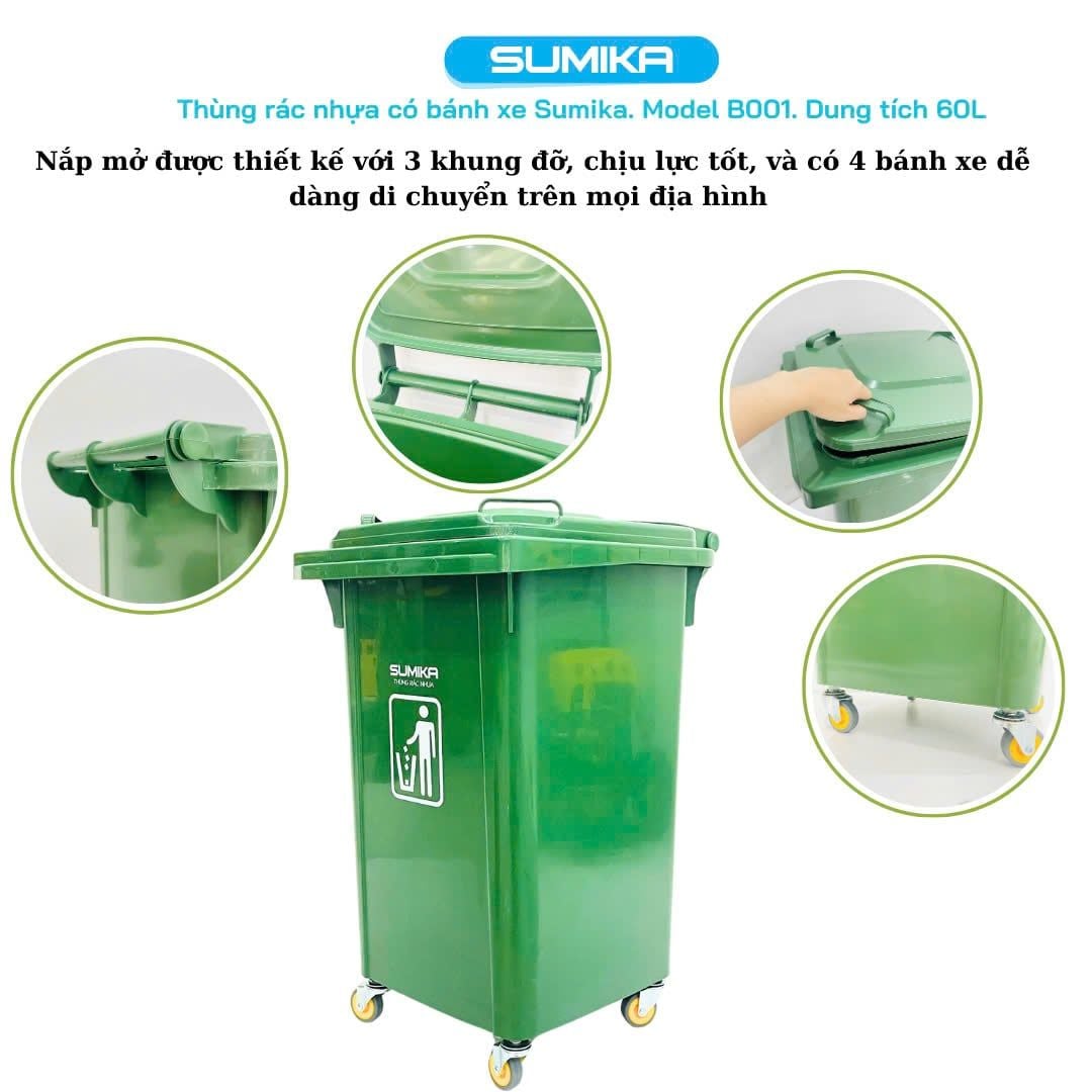 Thùng Rác Nhựa Gia Đình SUMIKA B001