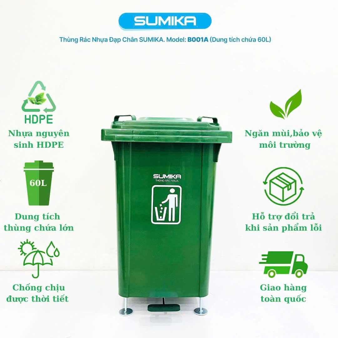 Thùng Rác Nhựa Gia Đình SUMIKA B001A