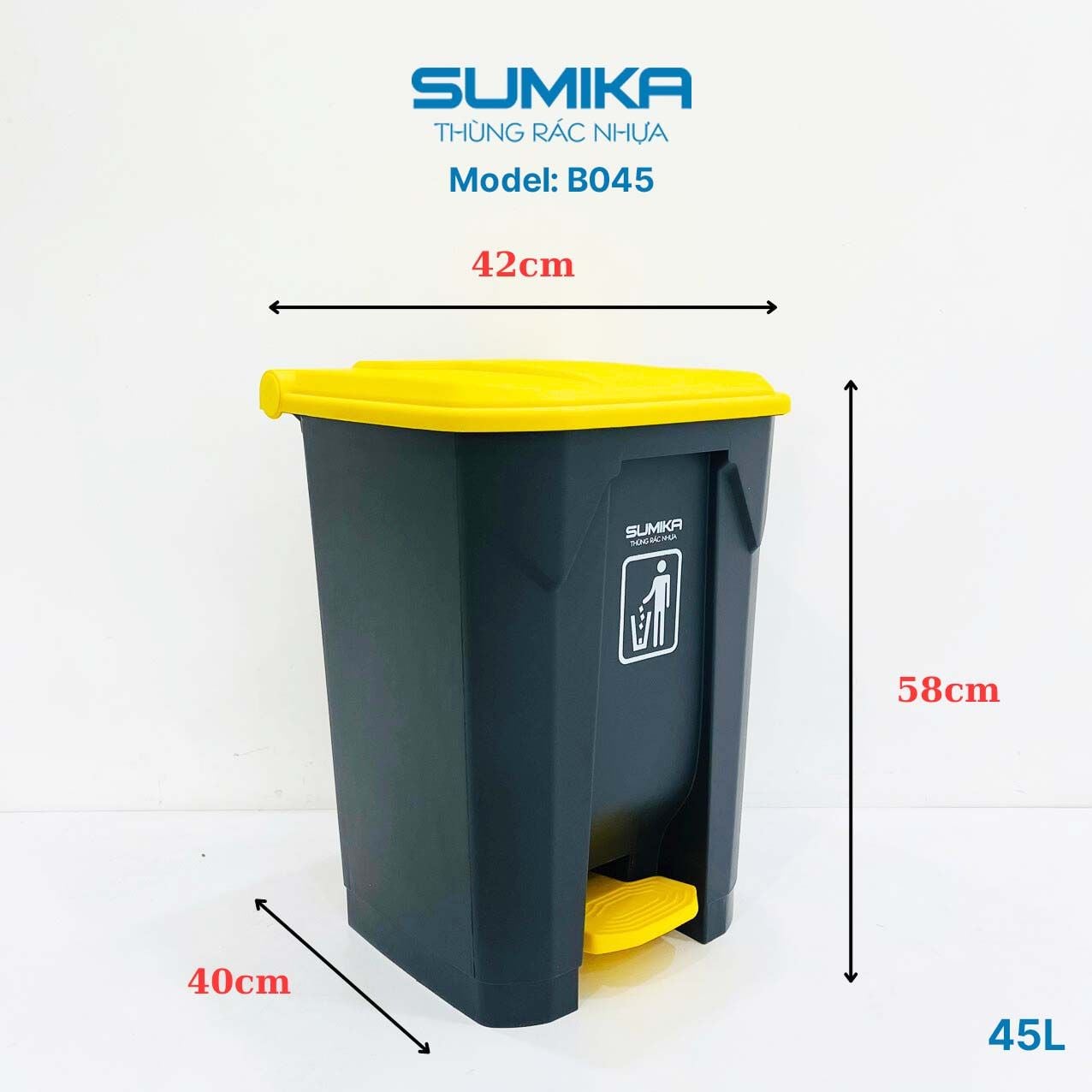 Thùng Rác Nhựa Đạp Chân SUMIKA B045