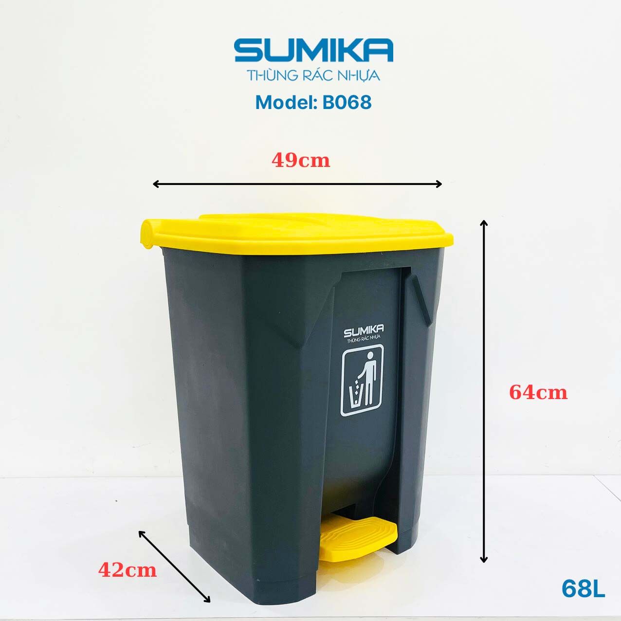 Thùng Rác Nhựa Đạp Chân SUMIKA B068