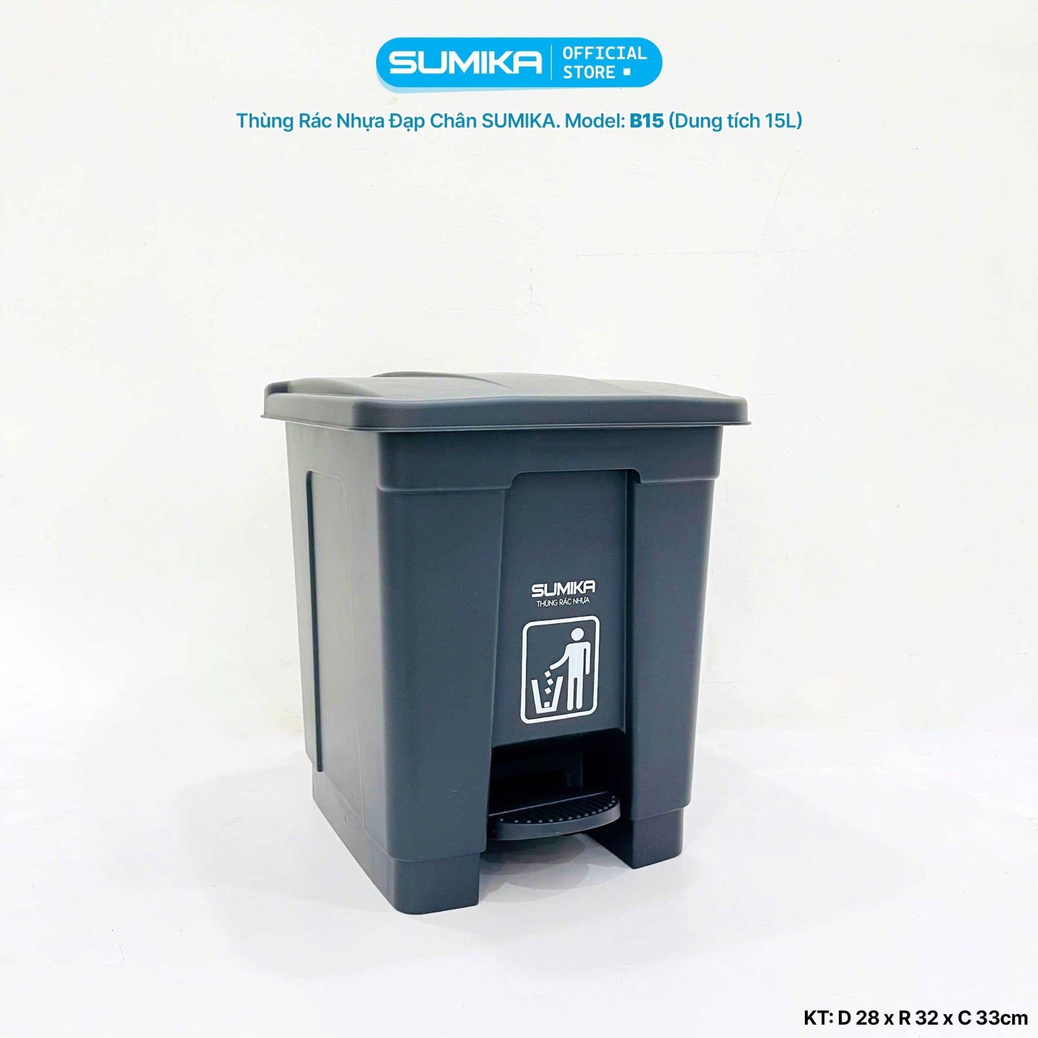 Thùng Rác Nhựa Đạp Chân SUMIKA B15