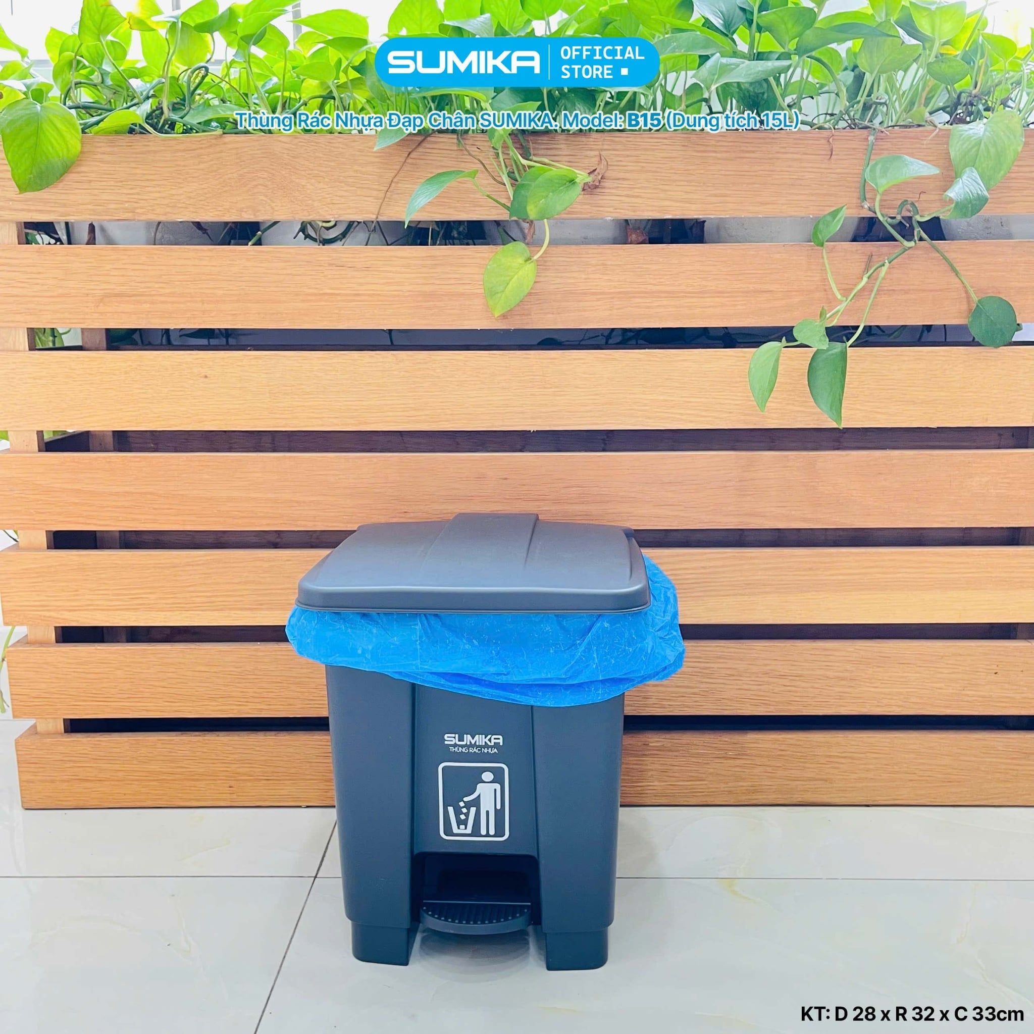 Thùng Rác Nhựa Đạp Chân SUMIKA B15