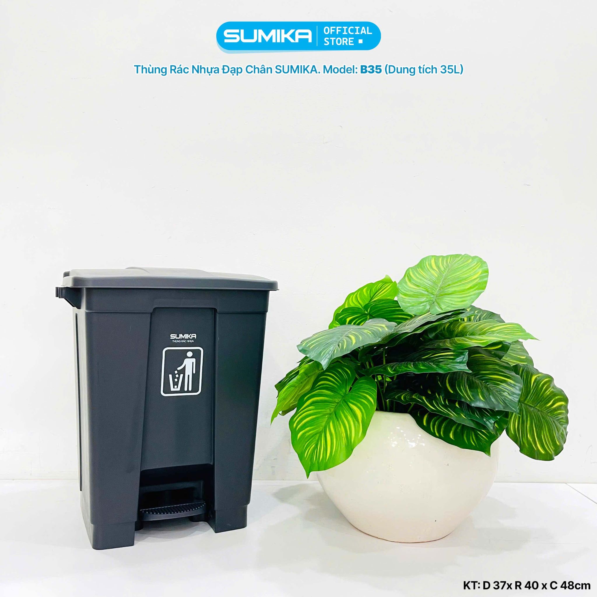 Thùng Rác Nhựa Đạp Chân SUMIKA B35
