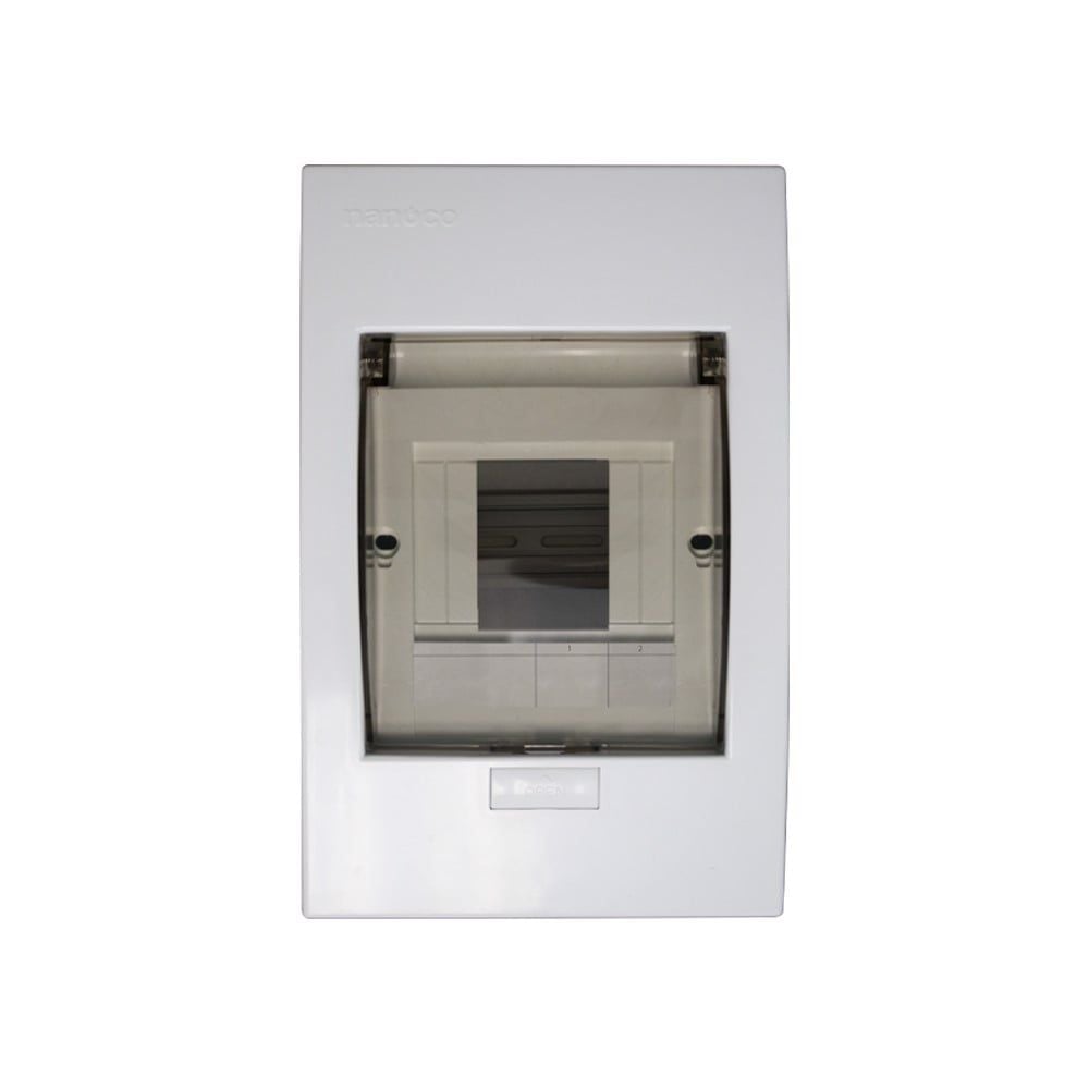 Tủ điện âm tường mặt nhựa 2-4 modules Nanoco NDP104