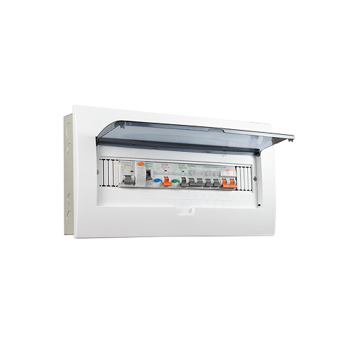 Tủ điện âm tường mặt nhựa đế sắt Sino E4FC14/18L 14-18 module
