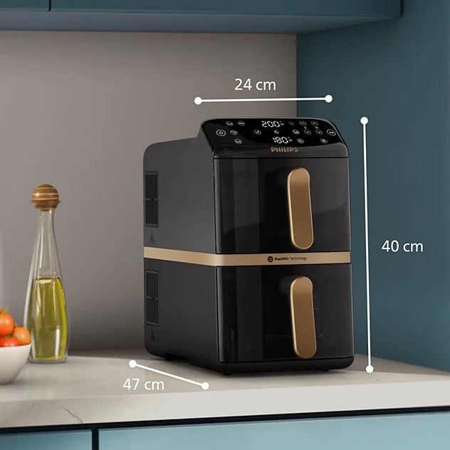 Nồi chiên không dầu hai ngăn Philips NA462/70 10L, công suất 2750W, lòng nồi phủ Ceramic