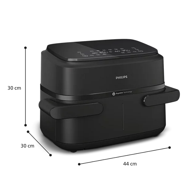 Nồi chiên không dầu hai ngăn Philips NA150/00 7.1L, công suất 2450W, đồng bộ thời gian
