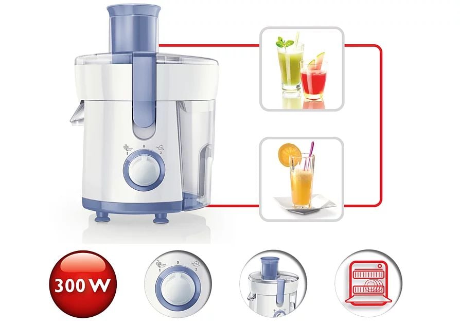 Máy ép trái cây Philips HR1811/71 300W, 2 tốc độ ép, ly chứa nước ép 500ml