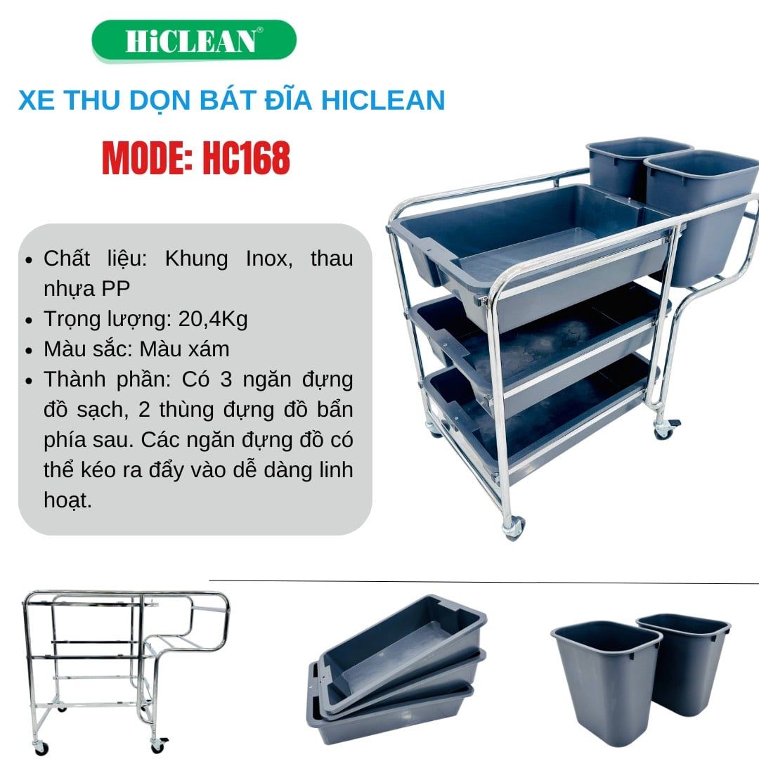 Xe đẩy dọn vệ sinh Hiclean. Model: HC168