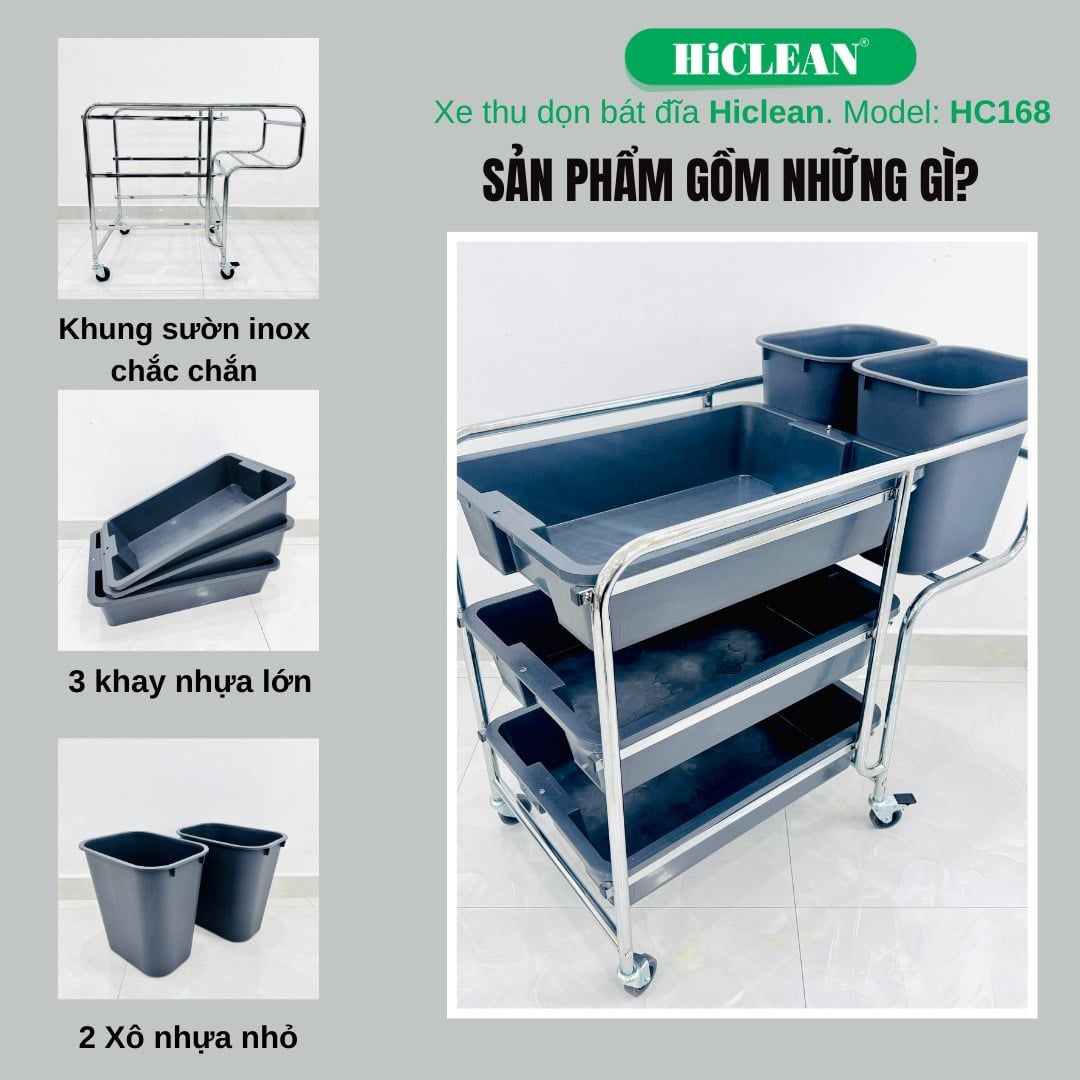 Xe đẩy dọn vệ sinh Hiclean. Model: HC168