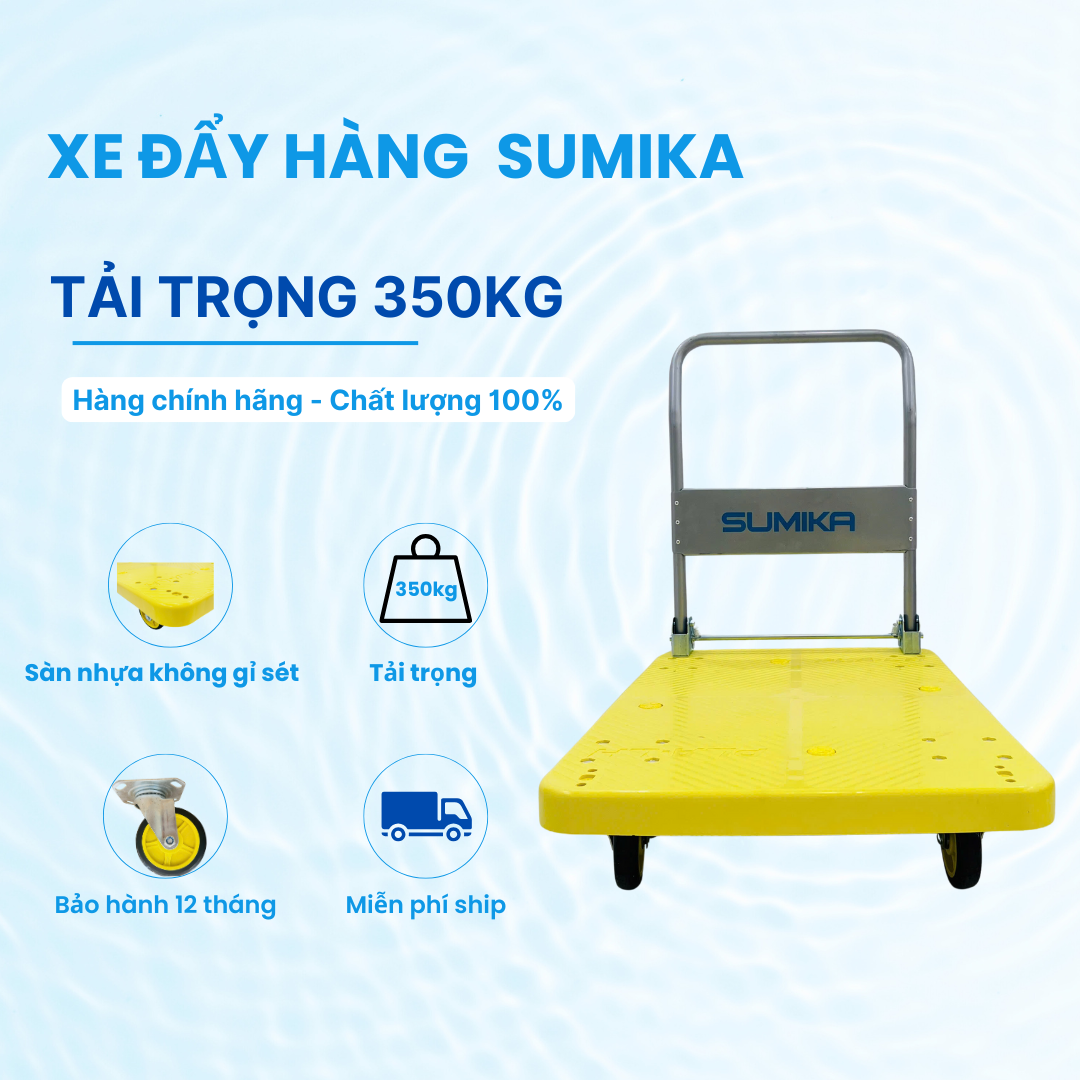 Xe Đẩy Hàng 4 Bánh Sàn Nhựa SUMIKA T350