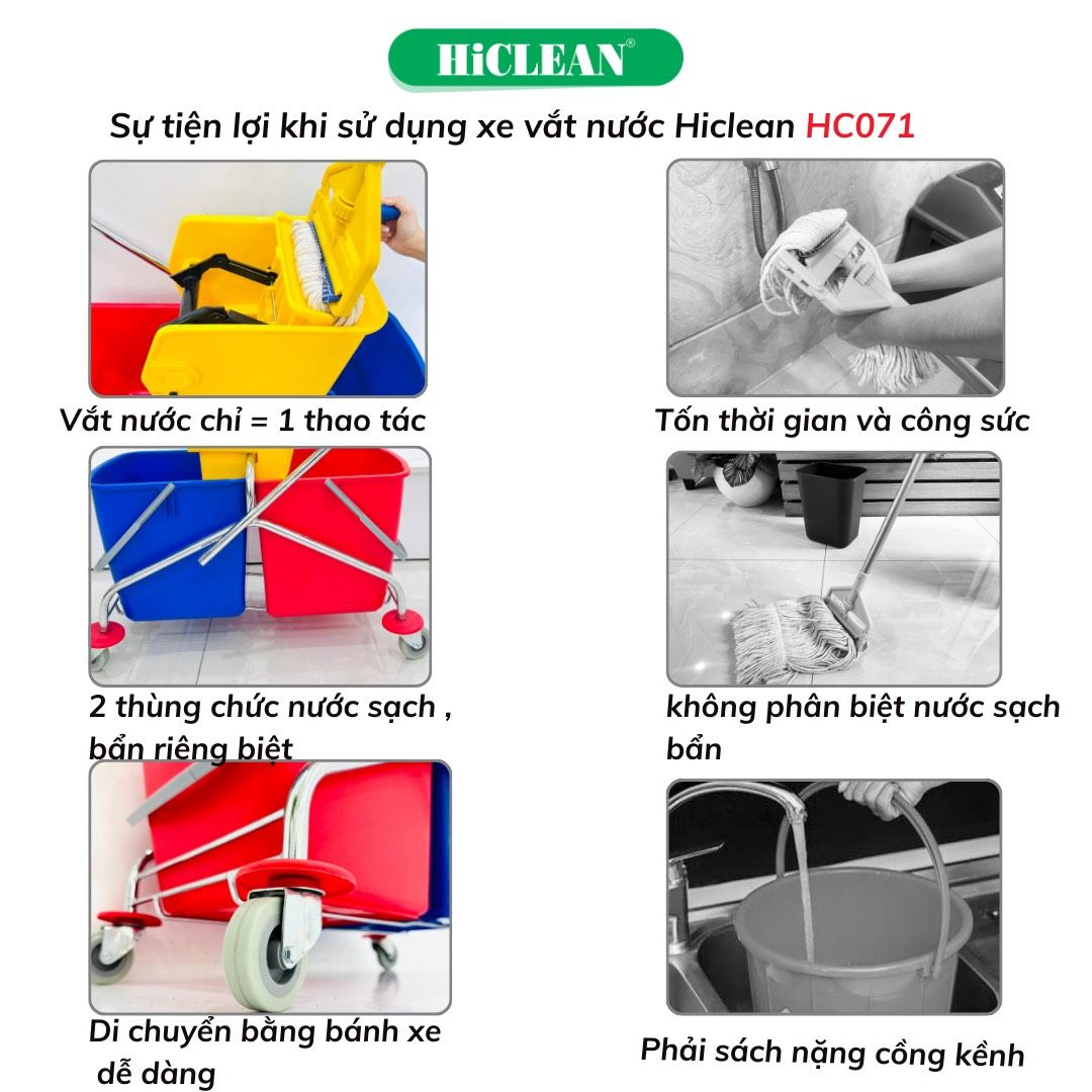 Xe làm vệ sinh 1 xô Hiclean. Model: HC070