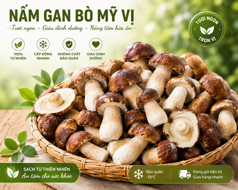  NẤM GAN BÒ MỸ VỊ (Boletus Edulis) - Đông Lạnh - LH:0915179900 