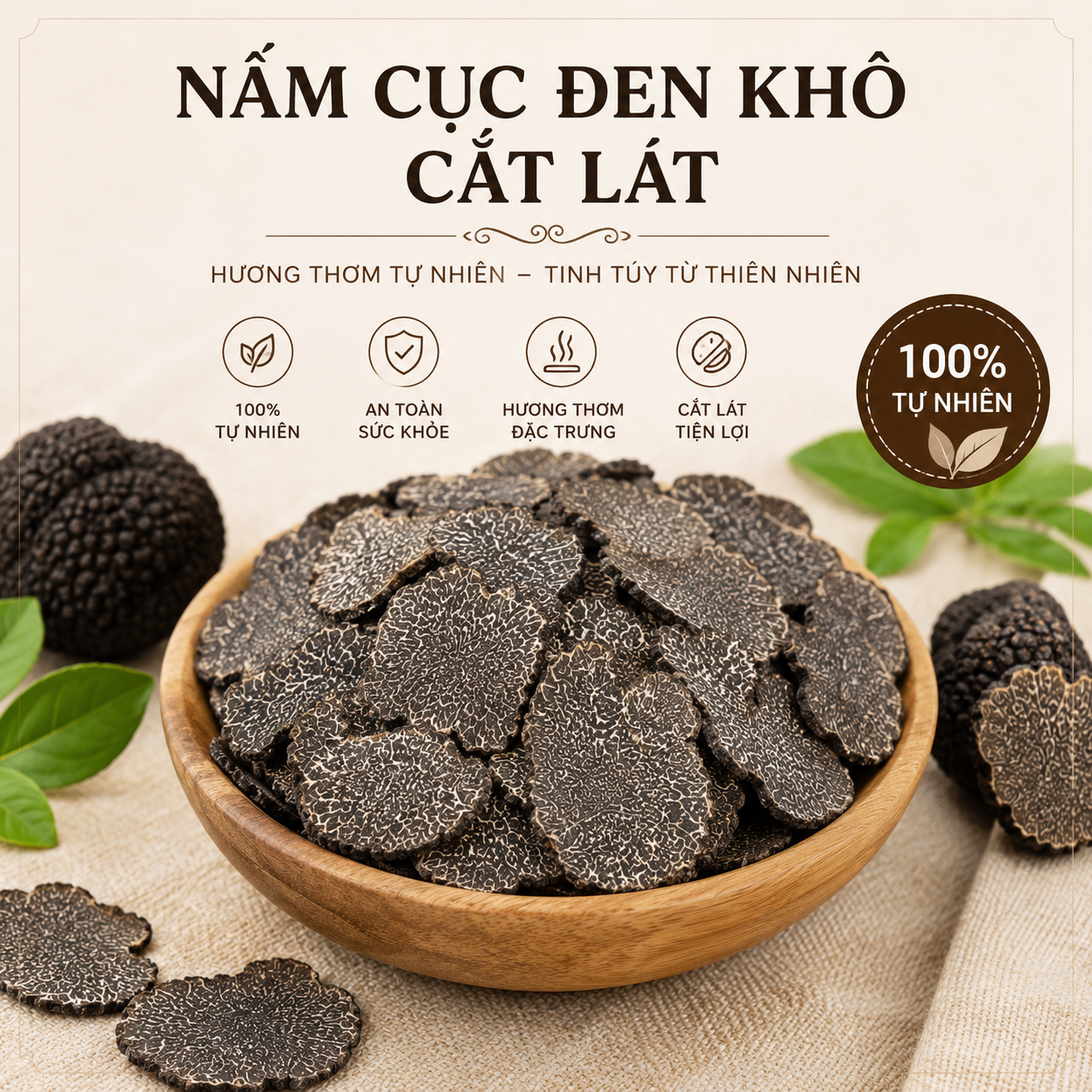 Nấm Truffle (Nấm Cục hay còn gọi là Hắc Tùng Lộ) - Loại A1 - Khô - LH:0915179900