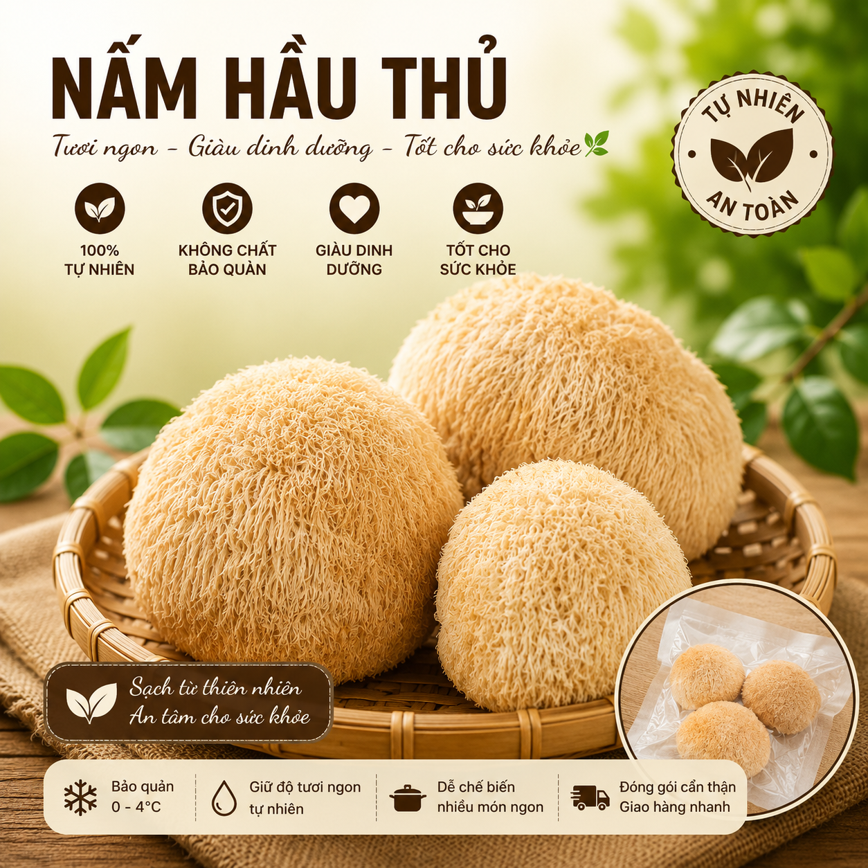Nấm Hầu Thủ (Nấm Đầu Khỉ) - Khô - LH:0915179900