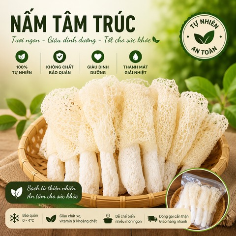  Nấm tâm trúc ( nấm nữ hoàng) - Đông lạnh - LH:0915179900 