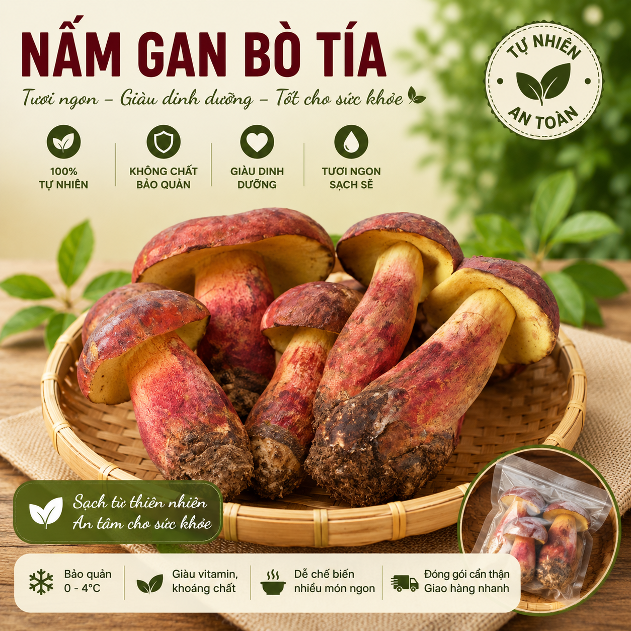 Nấm Gan Bò Tía - Khô , cắt lát - LH:0915179900