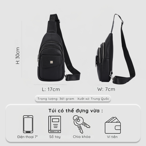 Túi đeo chéo nam, túi đeo trước ngực da thật cao cấp IDIGO MB1 - 7011 hình đại diện