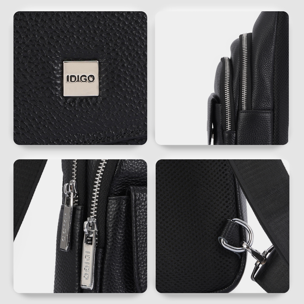 Túi đeo chéo nam, túi đeo trước ngực da thật cao cấp IDIGO MB1 - 7011