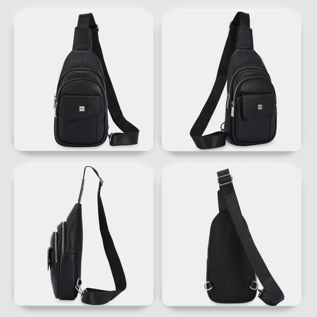 Túi đeo chéo nam, túi đeo trước ngực da thật cao cấp IDIGO MB1 - 7011