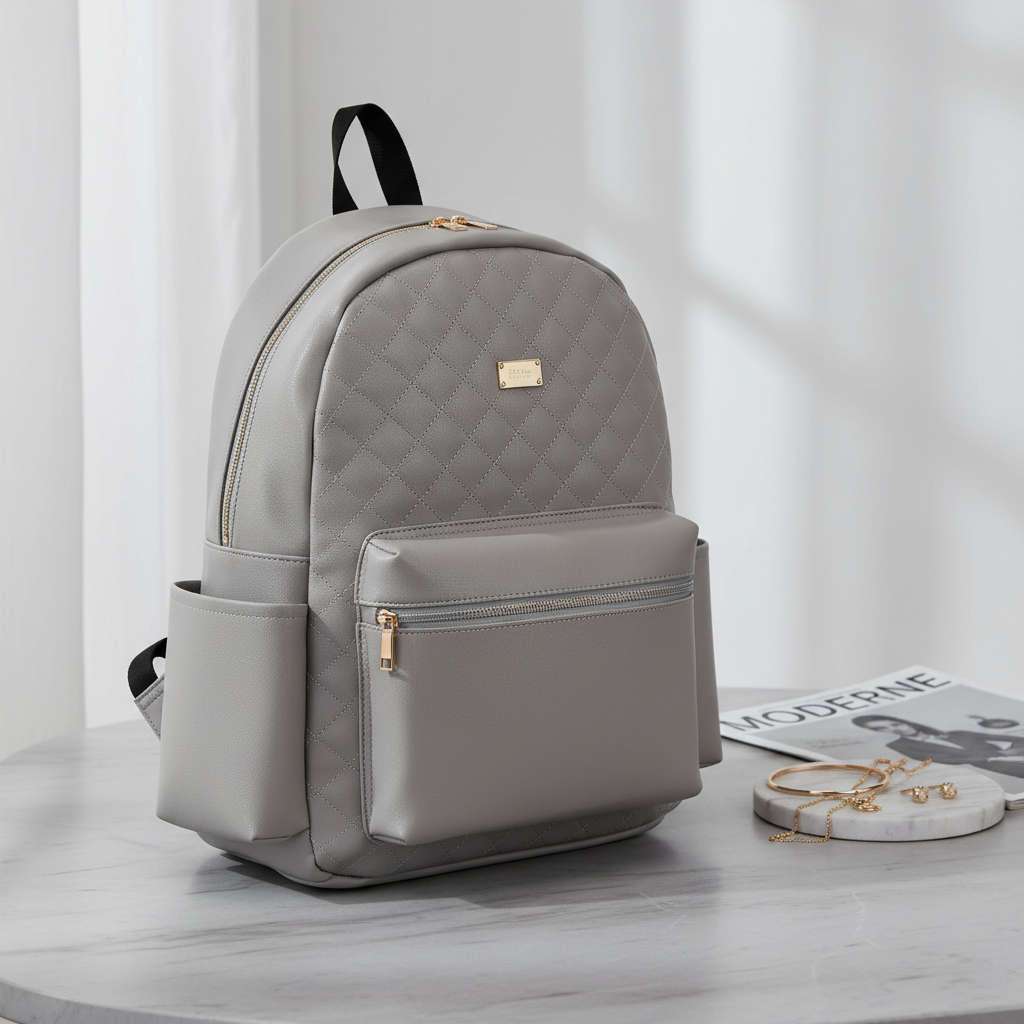 Ba lô công sở thời trang nữ IDIGO UBP2 – 6035 , Balo da nữ họa tiết chần trám thanh lịch đựng laptop 14 inch