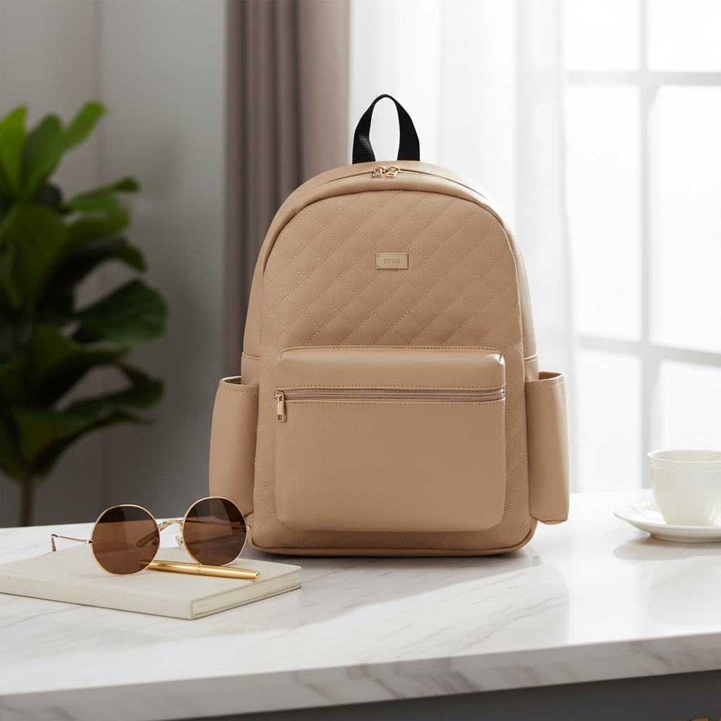 Ba lô công sở thời trang nữ IDIGO UBP2 – 6035 , Balo da nữ họa tiết chần trám thanh lịch đựng laptop 14 inch