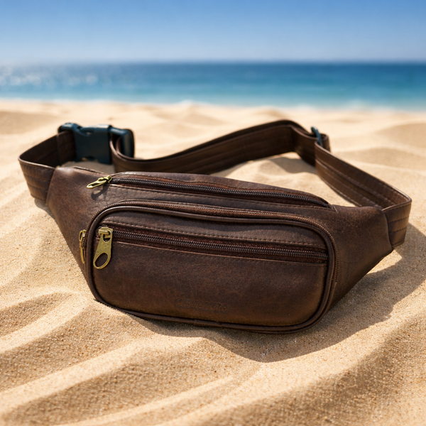  Túi đeo chéo trước ngực nam DEVANTO AUB2-1204D, túi bao tử da nhiều ngăn thời trang 