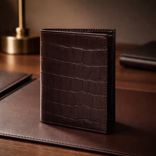  Ví nam da bò phom chữ nhật đứng lịch lãm, ví nam cầm tay họa tiết vân cá sấu IDIGO MW1 - 4329 