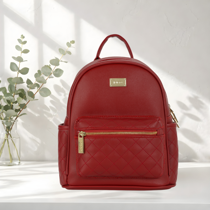 Balo da nữ đi chơi, ba lô công sở họa tiết chần trám ngăn trước IDIGO FBP2 - 4322