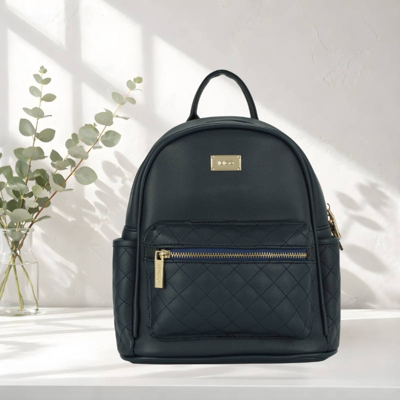 Balo da nữ đi chơi, ba lô công sở họa tiết chần trám ngăn trước IDIGO FBP2 - 4322