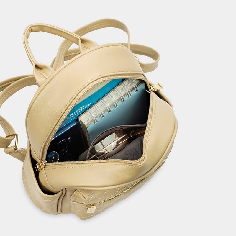 Balo da nữ đi chơi, ba lô công sở họa tiết chần trám ngăn trước IDIGO FBP2 - 4322