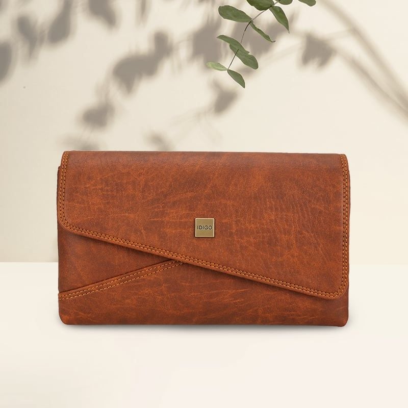 Túi đeo chéo nữ thanh lịch IDIGO FB2 - 380, túi xách cầm tay dáng chữ nhật nắp gập