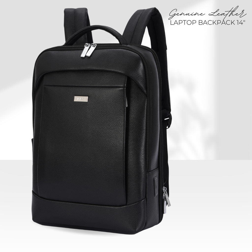 Balo da nam nữ tích hợp cổng sạc USB IDIGO MBP1 - 20001, Balo đựng laptop 15.6 inch da bò thật cao cấp