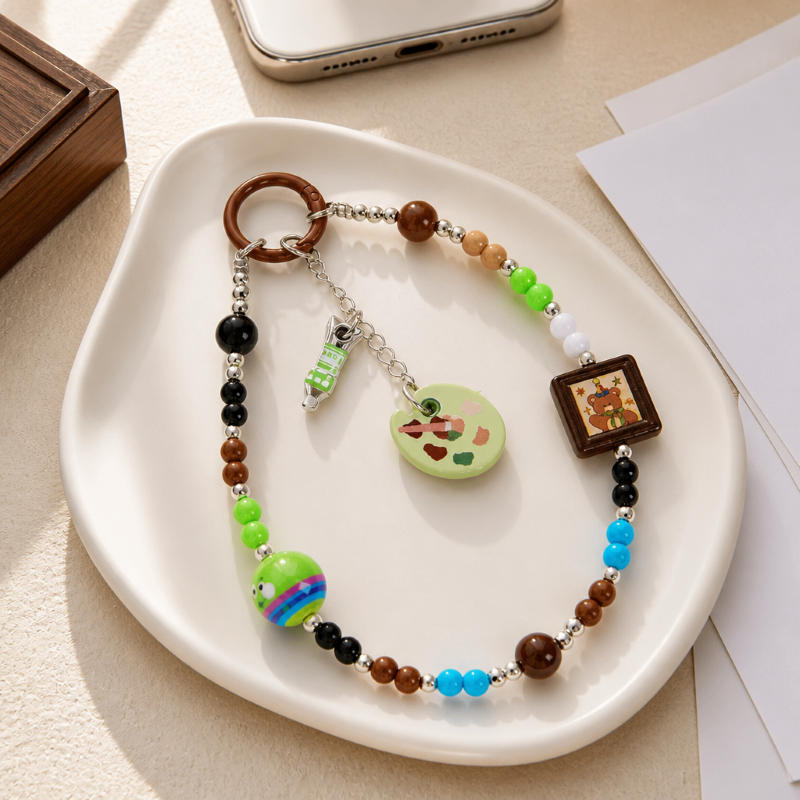 Charm hạt chuỗi điện thoại thời trang dễ thương IDIGO FA4 - 4019, móc khoá trang trí và phụ kiện túi nhiều màu