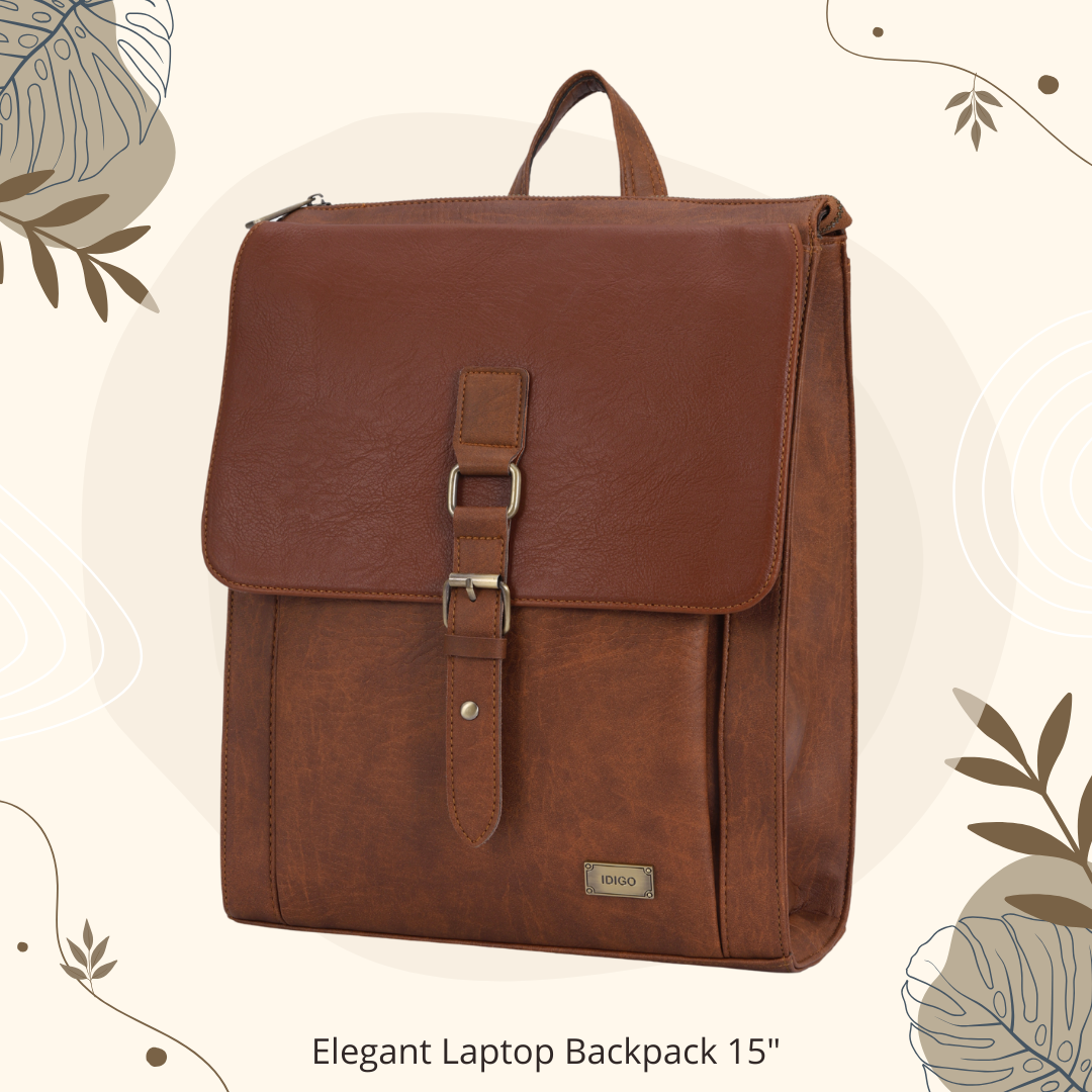  Balo Da Nam Nữ Đựng Laptop 15 Inch Thời Trang Ngăn Trước Khoá Gài IDIGO UBP2 - 6015, Balo Công Sở Cao Cấp 