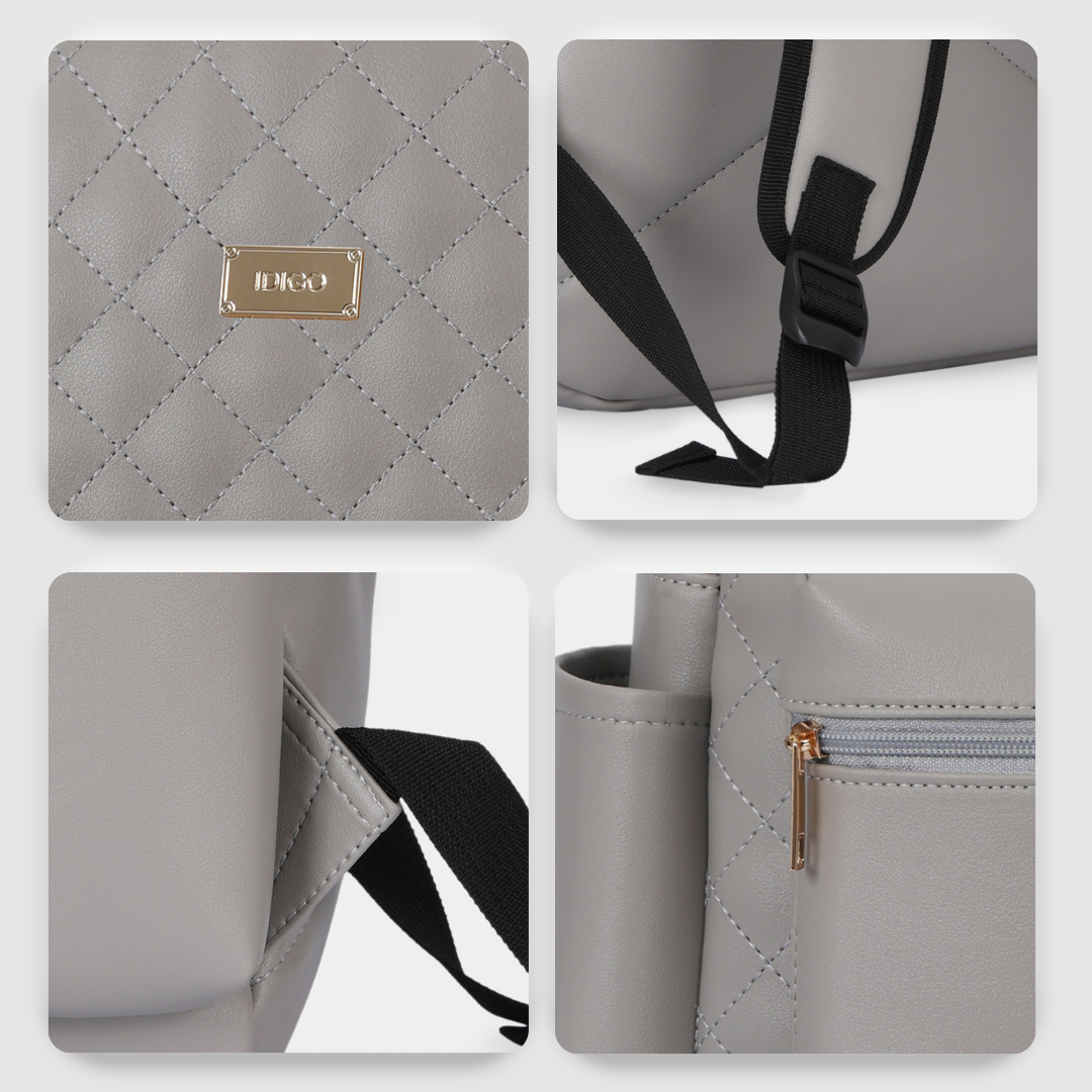  Ba lô công sở thời trang nữ IDIGO UBP2 – 6035 , Balo da nữ họa tiết chần trám thanh lịch đựng laptop 14 inch 