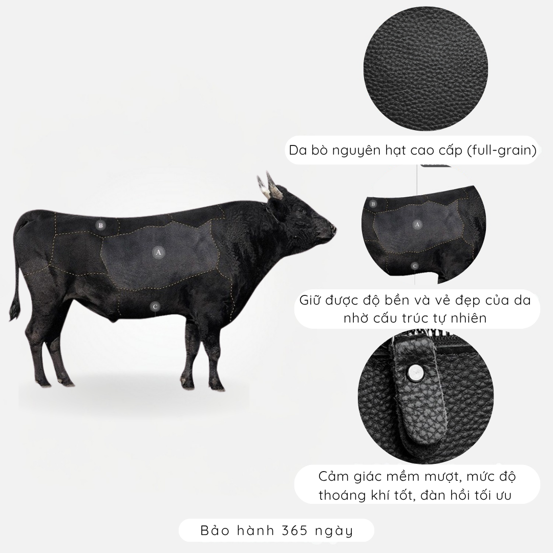  Túi đeo chéo nam da thật cao cấp, túi da công sở unisex phom chữ nhật năng động MB1 - 7010 