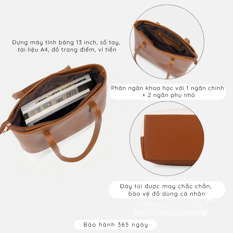 Túi xách nữ công sở DEVANTO FB2 - 2514D, túi đựng tài liệu A4 phom lớn