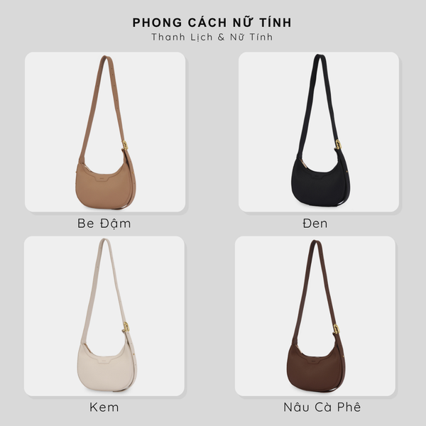 Túi đeo chéo nữ đi chơi phom hình bán nguyệt, túi xách nữ sang chảnh IDIGO FB2 - 3400 hình đại diện