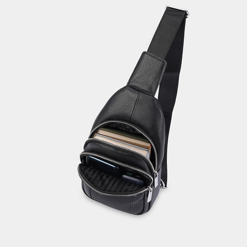 Túi đeo chéo nam, túi đeo trước ngực da thật cao cấp IDIGO MB1 - 7011