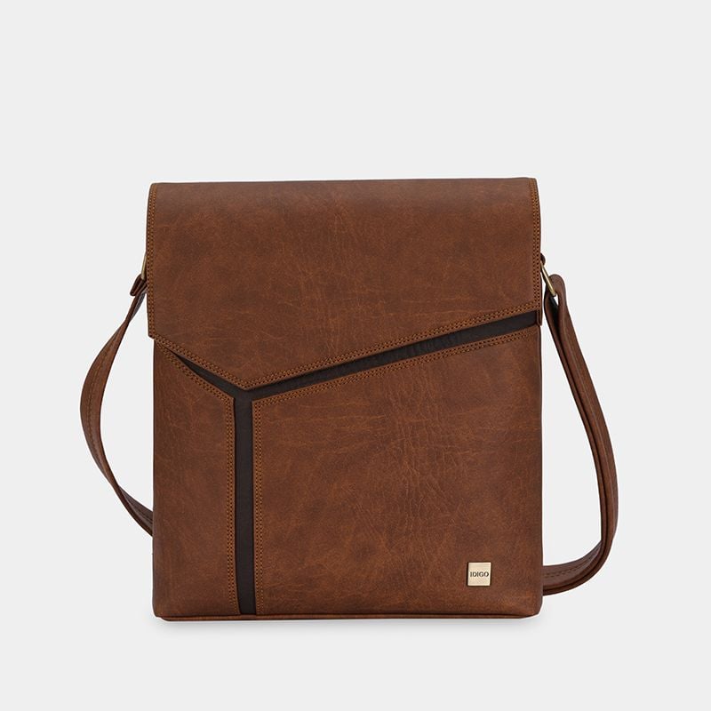 Túi đeo chéo nam nữ nắp gập vạt chéo IDIGO MB2 - 3398, túi công sở dáng chữ nhật đựng IPAD 7.9 inch