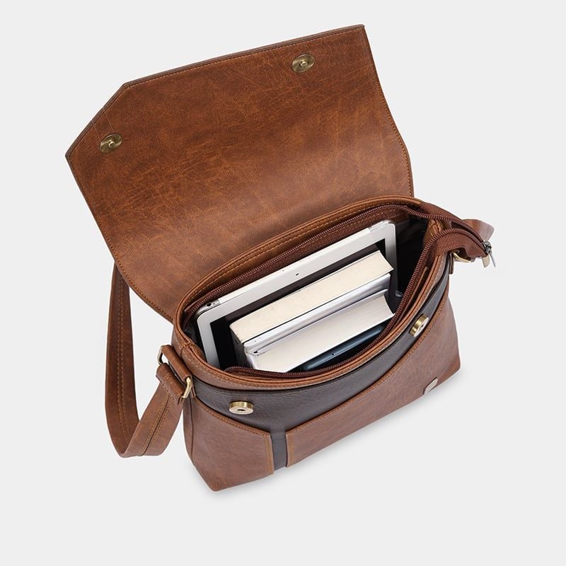 Túi đeo chéo nam nữ nắp gập vạt chéo IDIGO MB2 - 3398, túi công sở dáng chữ nhật đựng IPAD 7.9 inch