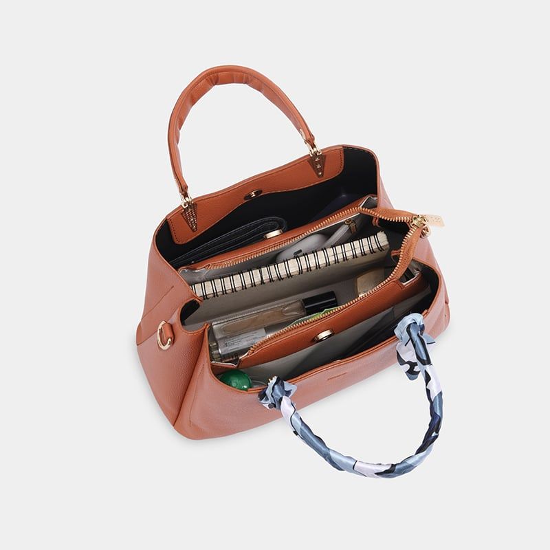 Túi Xách Nữ Công Sở Sang Chảnh IDIGO FB2 - 5055, Túi Đeo Chéo Thời Trang Phối Khăn Lụa Đi Tiệc Cao Cấp