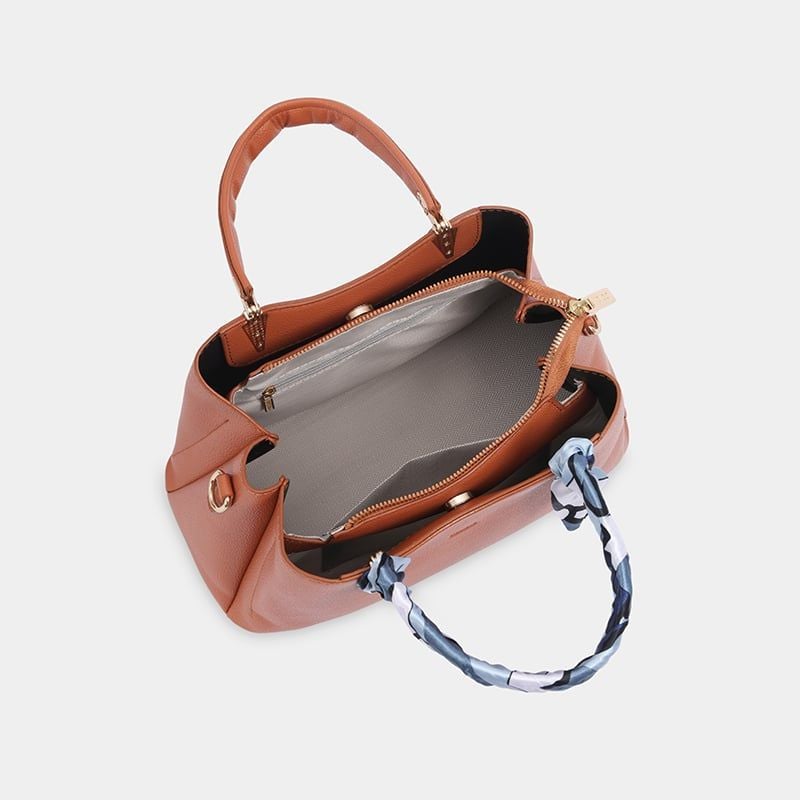 Túi Xách Nữ Công Sở Sang Chảnh IDIGO FB2 - 5055, Túi Đeo Chéo Thời Trang Phối Khăn Lụa Đi Tiệc Cao Cấp