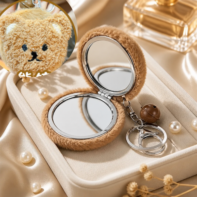 Charm móc khoá gương trang điểm mini IDIGO FA5-2011, phụ kiện trang trí túi xách gấp gọn