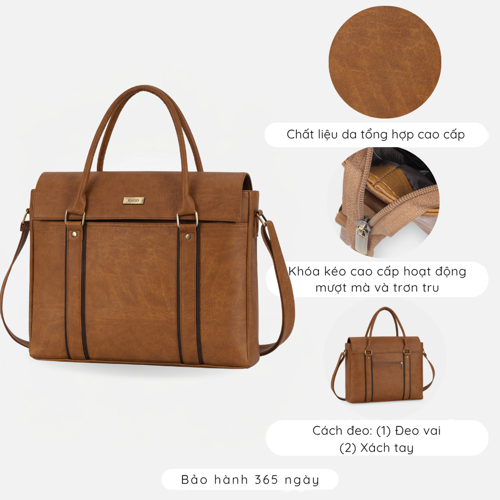 Túi xách công sở nam nữ thanh lịch, túi đựng tài liệu A4 nắp gập IDIGO UB2 - 5067