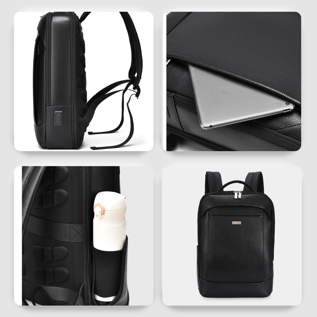 Balo da nam nữ tích hợp cổng sạc USB IDIGO MBP1 - 20001, Balo đựng laptop 15.6 inch da bò thật cao cấp